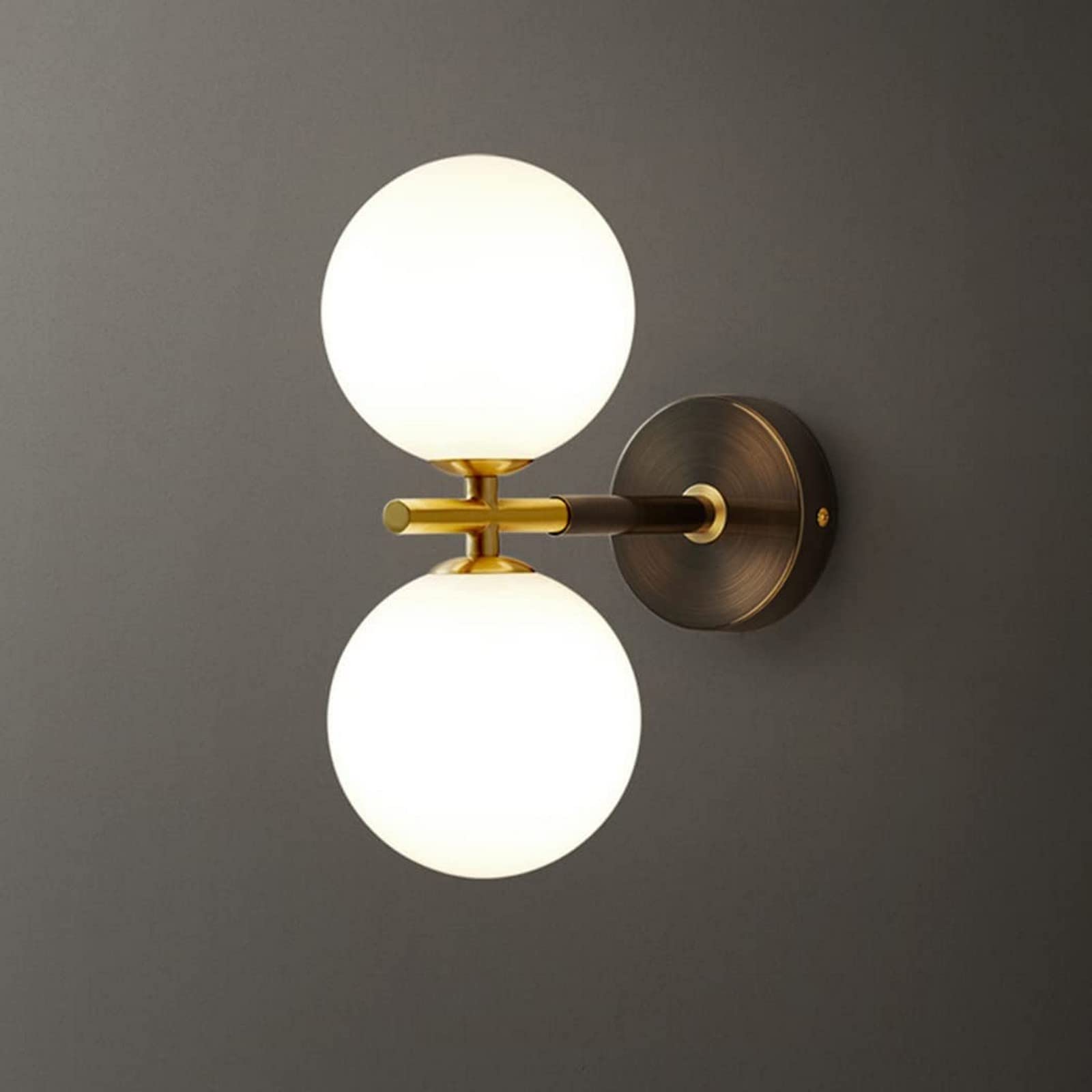 CWCQGH Wall Sconces, Wall Light Bedside Decor Lamp Mid-Century Modern Wall Light, Wall Sconce Fixture with Frosted Glass Globe Shade Compatible with Bathroom Hallway Vanity lamp,2Lights