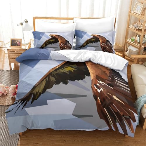 Housse de couette aigle 3D King de qualité supérieure en microfibre durable - 3