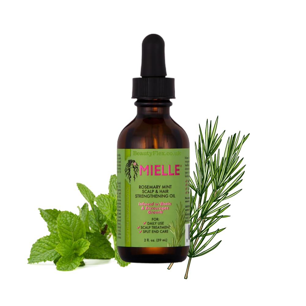MIELLE® Huile fortifiante pour cuir chevelu et menthe au romarin - Infusée avec de la biotine pour la croissance des cheveux, nourrit le cuir chevelu, renforce les cheveux, réduit les pointes
