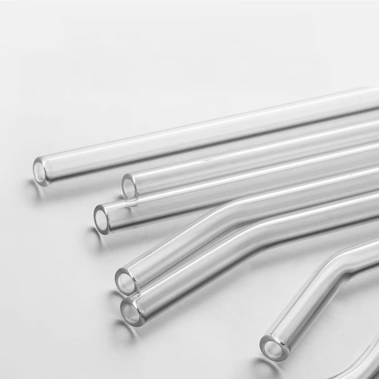 12 Pailles Réutilisables En Verre Borosilicaté Avec Brosses - 5 Droites, 5 Coudées Et 2 Pour Jus