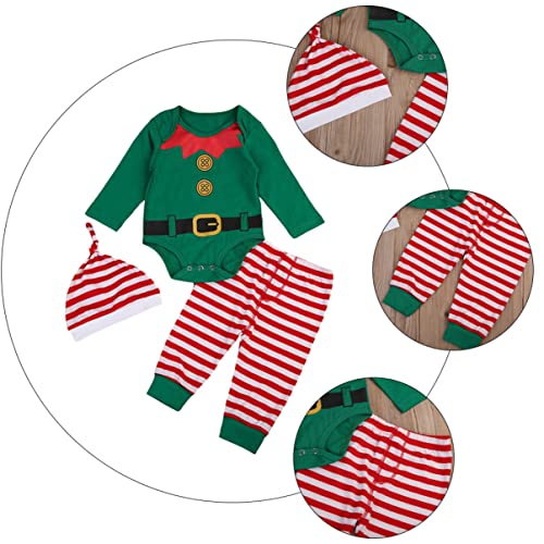 PRETYZOOM 2Pcs Baby Elf Christmas Christmas Baby Elf Pajamas Christmas Baby Santa Rompers Baby Elf Romper Bodysuit Outfit Baby Santa - Afbeelding 5