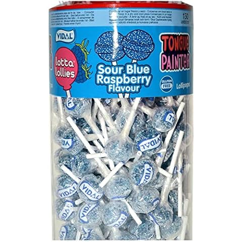 Vidal Tongue Painter Lollies - Sour Blue Raspberry Flavour (100 x Lollies) Cover