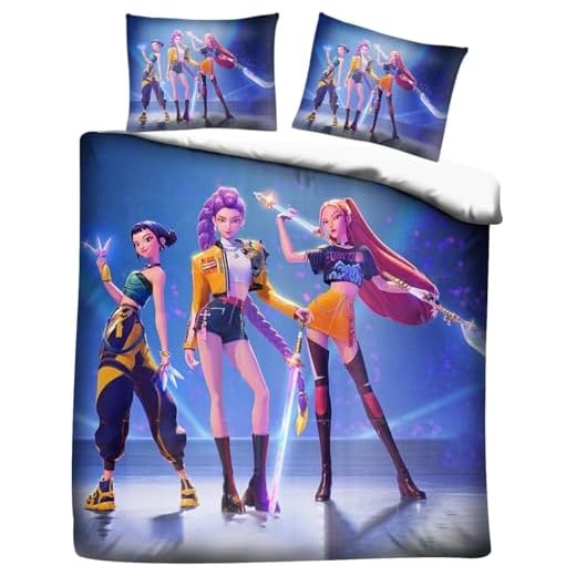 HQMOMO Hunter Juego de ropa de cama de 135 x 200 cm, funda nórdica k-pop + fundas de almohada, funda nórdica para niños y niñas, ropa de cama infantil (D,135 x 200 + 75 x 50 cm, personalizable)