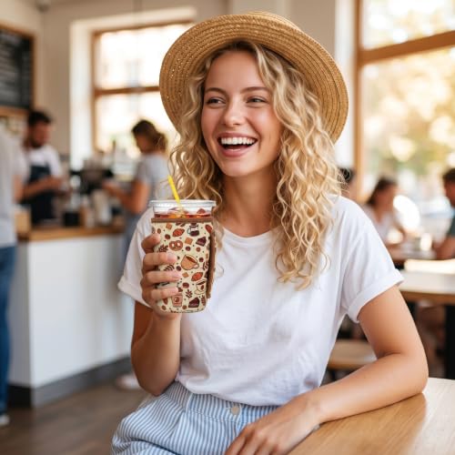 Image of KJQJLY 3 Reusable Iced Coffee Sleeves for Iced Coffee Cups or Drinks Reusable Neoprene Insulated Sleeves for Hot and Cold Drinks from Starbucks, Dunkin, And More (Coffee time)