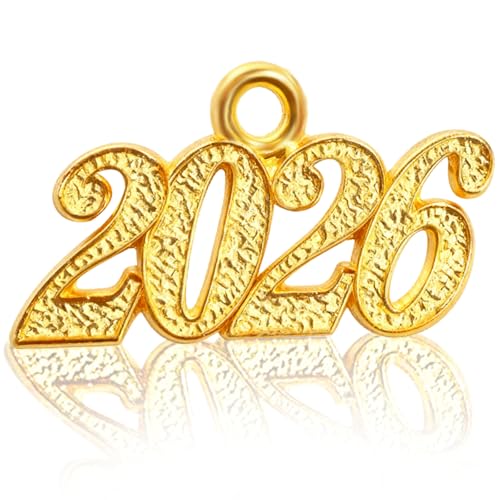 FOMOMDI 2026 Gold Plated Charm for Graduation Tassel Decorative Number Pendant (Gold 2026)