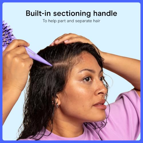 Image of Conair Curl Define Pro Detangler Brush | For Detangling and Defining Loose Curls & Short Hair, Mixed Bristles, Purple, BR95725L