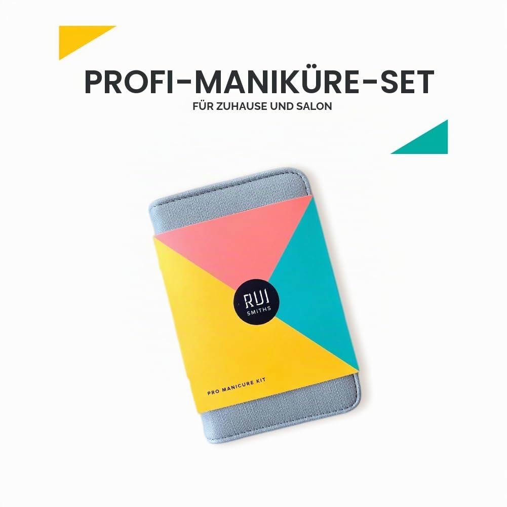 Rui Smiths Pro Edelstahl 8-teiliges Maniküre-Set für Zuhause und Nagelsalons mit professioneller Präzisions-Nagelhautzange und Metallschieber Style No. 105