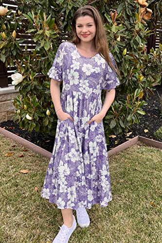 Image of STYLEWORD Womens Summer Casual Short Sleeve Flowy Midi Beach Dress