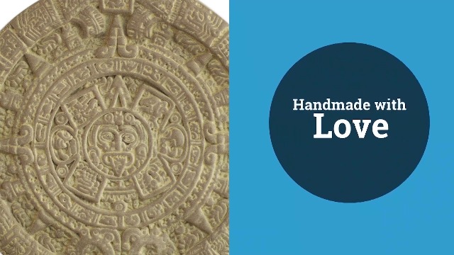 NOVICA - Calendario arqueológico de Adviento con placa de cerámica, gris, «Pequeño calendario azteca beige