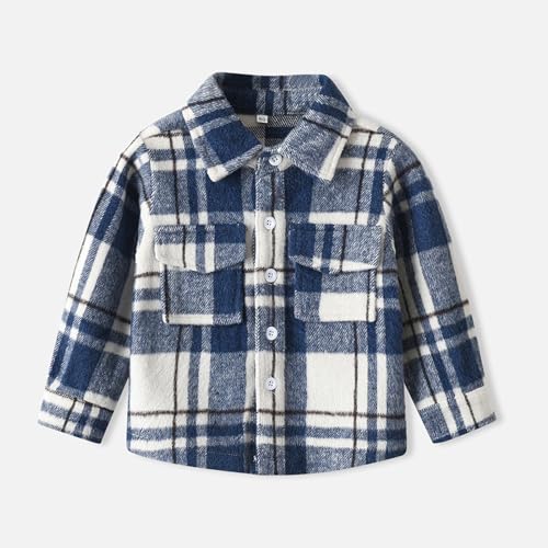 Baby Boys Girls Plaid Shirt Jacket Flannel Shirts Toddler Kids Long Sleeve Button Down Fall Coats with Pockets2