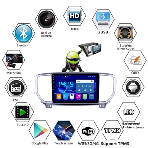 Autoradio Android 9 Pouces Kia Sportage 4 2019 Écran tactile Bluetooth