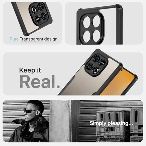 Image of Outlouders Back Cover for iQOO Neo 10 5G / Vivo Y300 GT 5G | Ultra Hybrid Transparent | Full Camera Protection | Raised Edge | Crystal Clear Bumper Case(Black)