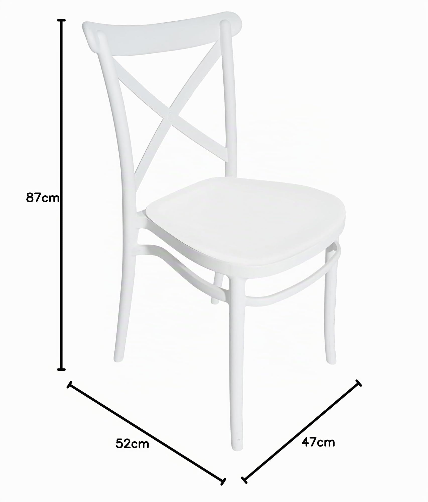 METRO Professional Silla de Comedor para Hosteleria, Plástico Reciclado/Fibra de Vidrio, Apilable, Capacidad de Carga de 150 kg, Blanco