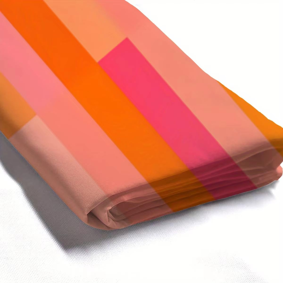 Sommerlicher Duschvorhang mit rosa-orangenen Streifen – Wasserdichter Duschvorhang aus Polyestergewebe mit Haken, Badezimmerdekoration, Duschabtrennung (250 x 220 cm/B x H)