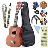 Einfach zu spielen:Die Ukulele ist so konzipiert, dass sie bequem und einfach zu halten ist, was sie zu einer guten Wahl für Anfänger und erfahrene Spieler macht. Die Saiten lassen sich leicht herunterdrücken und das Griffbrett ist glatt, was ein einfaches und präzises Spielen ermöglicht. Das glatte Halsdesign verhindert Kratzer an den Händen und sorgt für ein tolles Spielerlebnis. Diese Ukulele hat einen Satz flexibler Nylonsaiten und hochwertige Stimmwirbel, mit denen Sie die Tonhöhe flexibel einstellen und halten können.