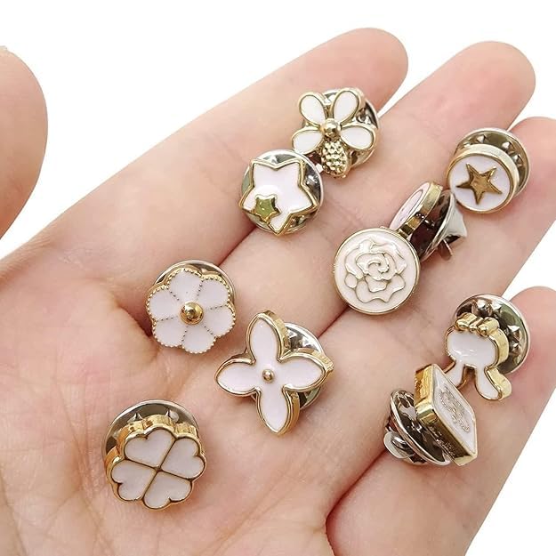 Image of 20Pcs Women Shirt Brooch Pearl No Sew Button Pins Instant Jeans Safety Pin (White)