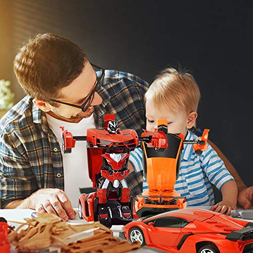 Xplanet Transformers Toys Robot Car RC Car for Kids , One-Button Deformation Car Model Toy 1:18 Transformation Remote Control Vehicle for Children Perfect for Birthday Gift