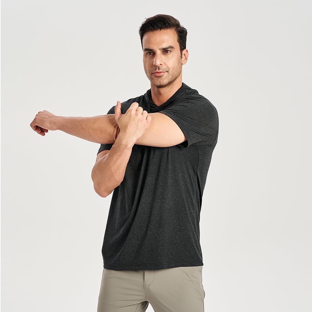 Men's 2-Pack Dry Fit Short Sleeve Workout Hoodie Athletic Pullover Gym Sweatshirt