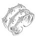 Produktbild Dosige Damen Ringe Fingerring Schmuck Sterne Design offene verstellbare Eheringe Freundschaftsringe Partnerringe (Silber)