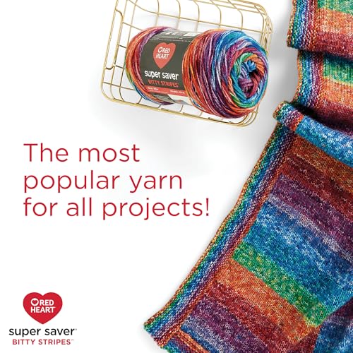 Image of Red Heart Super Saver Bitty Stripes Firework Yarn - 2 Pack of 283g /10oz - 100% Acrylic - #4 Worsted (Medium) - 515 Yards per Skein - Knitting /Crochet