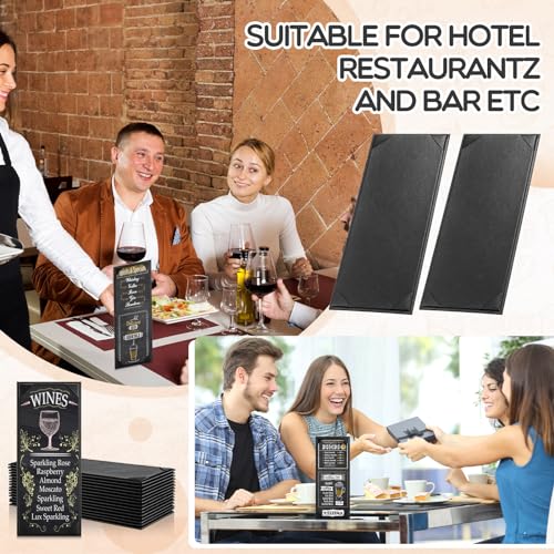 Image of GlikCeil 16 Pcs Restaurant Leather Menu Holders Single Panel Menu Covers for Wine Drinks List 4.25 x 11 Inch Black Menu Book Cover with Angled Corners for bar Hotel Coffee, Single View