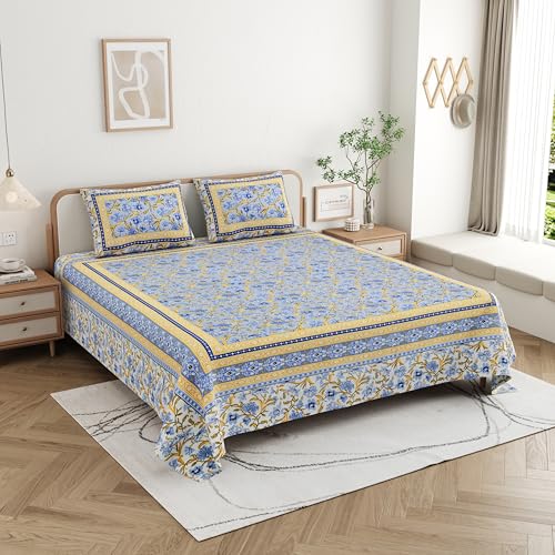 Image of Skin Friendly bedsheet Double Size Bed Cotton bedsheets for Double Size Bed, 1 Double Size bedsheet Cotton with Pillow Cover Set of 2 | 240 TC Soft Bed Sheet Double Size