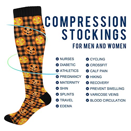 Image of Wusikd Pirate Skulls Compression Socks for Women and Men Circulation Cute Long Socks for Athletic Running 1