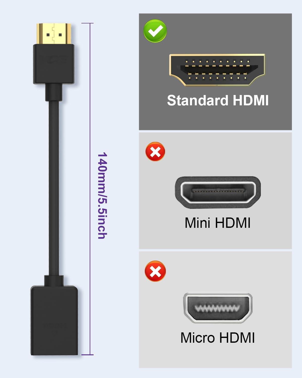 VCE 2-Pack HDMI Male to Female Swivel Adapter HDMI Extension Gold Plated Converter for Google Chrome Cast, Roku Streaming Stick