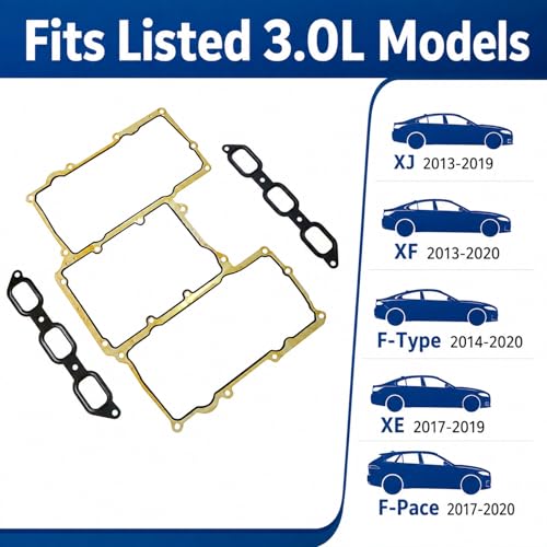 Image of Intake Manifold Gasket Kit Compatible with 2013-2020 Jaguar XJ XF F-Type XE F-Pace, Fit for Land Rover 3.0L V6 Supercharged, Replaces LR041680 C2Z17248 C2Z17249