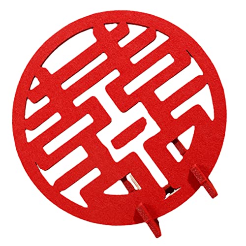 ORFOFE Chinese Wedding Decoration Double Happiness Sign 7.68X7.68X2.17In Romantic Tabletop Ornament for Wedding Party Home Decor with Traditional Double Xi Symbol
