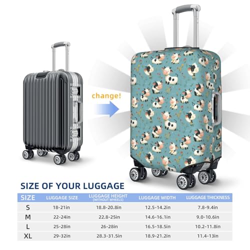 Luggage Cover Protector - Cute Cow Flower Print Fit 25-28 Inch Suitcase Covers for Luggage2