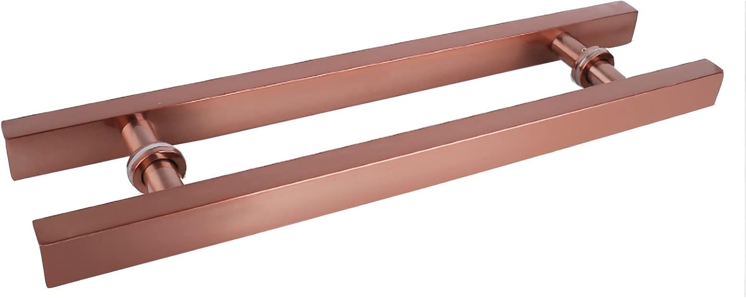 Door Handle Square Rectangle Shape Stainless Steel Pull Entrance Gate Long Handle Commercial Interior Exterior Door T Bar Pull Push Two Side Glass Door Handle