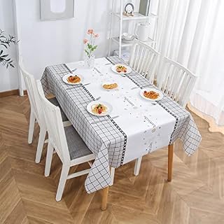 137*180cm Green Checkered PVC TableCloth Plaid Wipeable Tablecloth Rectangular,Elk Pattern Wipe Clean Tablecloth Stain Resistant,Waterproof,Oil-proof Gingham Table Cover for Picnic,Xmas Party,Dinner