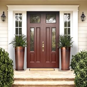 28inhandcraftedtallcoppermetalvintagelightweightplantersetporchesindooroutdoorterraces2tallplanters2innerpotswithholes2trays Urban Country Home Decor 28in handcrafted tall copper metal vintage lightweight planter set porchesindooroutdoorterraces 2 tall planters2 inner pots with holes 2 trays urban country home decor