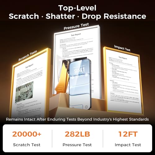 Image of NeverBreak 9H+ Hardness for iPhone Air Screen Protector 12FT Military Grade Protection (Scratch, Shatter, Drop Resistance) Tempered Glass Full Edge Coverage 6.5 inch 2025, 2 Pack with De-Bubble Card