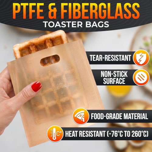 Image of 12 Pack Toaster Bags Reusable, 3 Sizes, Non-Stick, Heat Resistant