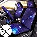 10 Pcs Galaxy Car Seat Covers Set Steering Wheel Front Seat Cover Cup Holder Keyring Belt Pads Wrist Strap Print Car Decor Accessories for Vehicle
