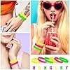 Ronglry 30pcs Neon Bracelets 80s Silicone Friendship Bracelet Bulk Colorful Silicone Wristbands Stretch Neon Bracelets for Glow Party Halloween Costume Accessories 80s Jewelry for Women Men-30PCS #4