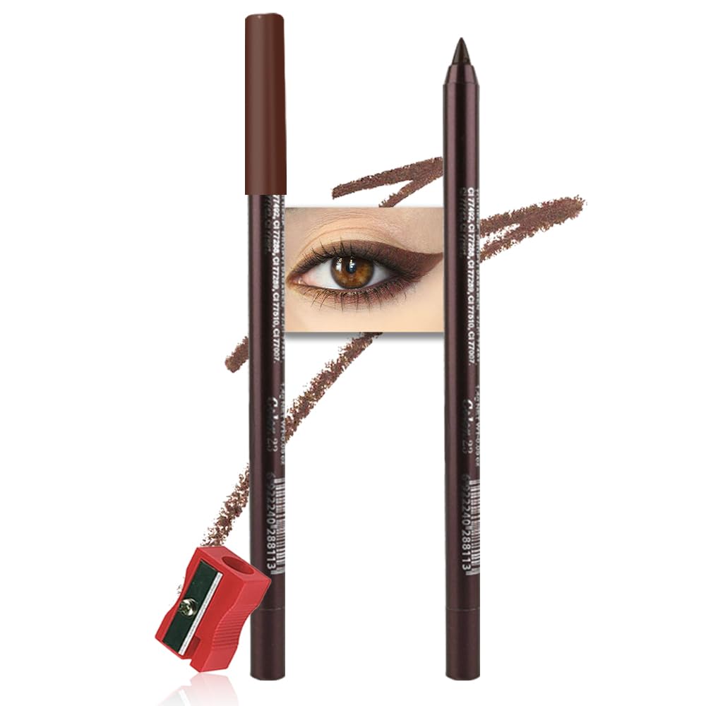 evpct Brown Eyeliner Pencils for Eyes, Dark Coffee Mocha Brown Colored Eye Liner Pencil Pen Makeup Waterproof Smudge Proof, Colored Gel Waterline
