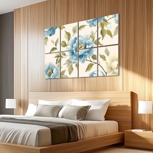 8 Pack de Paneles Acústicos Decorativos Artísticos en Azul, Verde, Beige con Diseño Floral para Tratamiento Acústico y Decoración miniatura 5