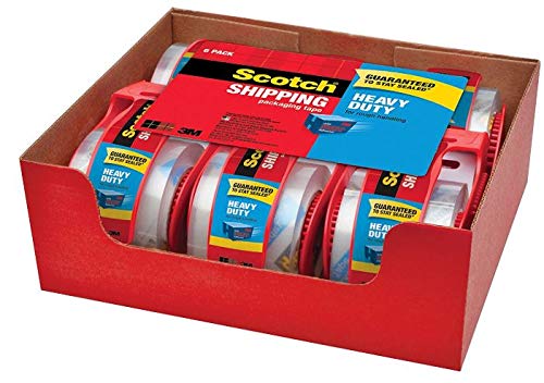Scotch Heavy Duty Shipping Packaging Tape, 1.88 inches x 540 inches, 6 Rolls with Dispenser, 1.5 inch Core