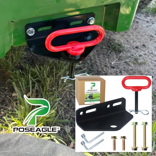 Image of [Upgraded] Universal Heavy Duty Zero Turn Mower Trailer Hitch | Including Red Lawn Mower Trailer Hitch Pin, Hardware kit(4 Bolts+2x Nuts+1 R-Clip) and L Socket Wrench