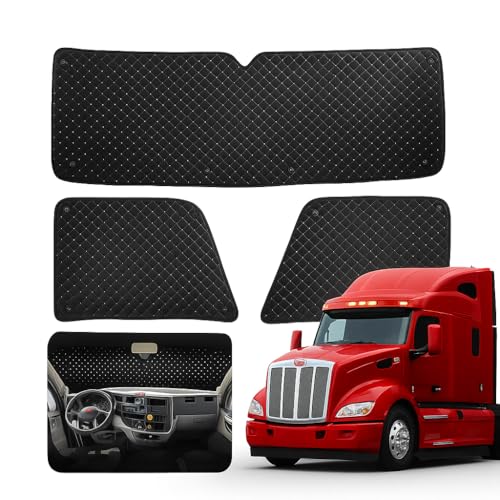 Sun Shield 3-Layer Insulated Blackout Window Cover for Peterbilt 579 & 567 Semi Trucks &ndash; Heat and...