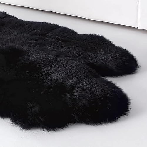 Vista 108 de HUAHOO Alfombra de oveja auténtica de alta calidad, piel de oveja australiana, esponjosa, de lujo, natural, de piel de cordero esponjosa