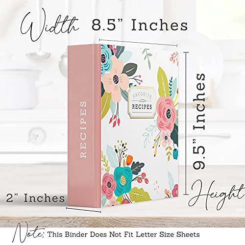Recipe Binder 3 Ring Organizer Blank Recipe Book 8.5" X 9.5" With 50 Blank Recipes Cards (4X6), Full Page Dividers, Plastic Page Protectors Recipe Book To Write In Your Own Recipes #TOP3