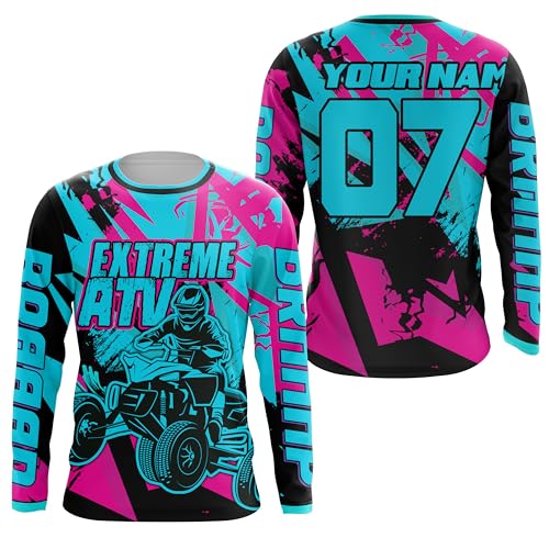 PIONAMZIOZ Custom Quad Racing Jersey Youth Men Women UPF30+ ATV Motocross Off-Road Shirt Extreme ATV MX Racing PDT750 (Style 6)