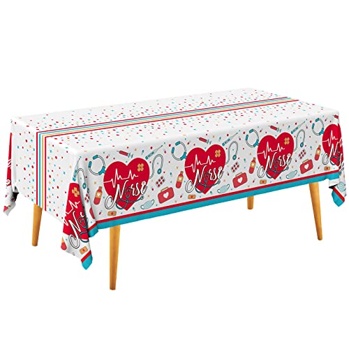 Image of Gatherfun Nurse Graduation Party Decorations, Doctors Day and Medical School Graduation Tablecover for Graduation Party Supplies, 3 pcs Table Cloths, 54 inchx108 inch