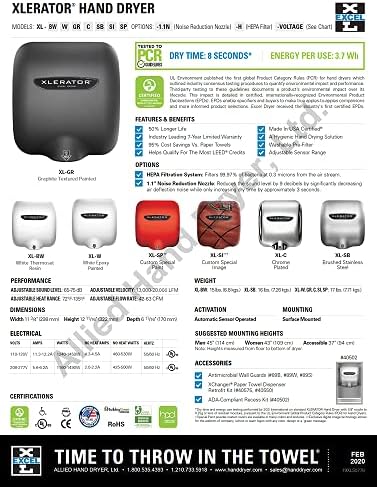 XLERATOR HAND DRYERS, XL-GR-208-277, Graphite, 208-277V