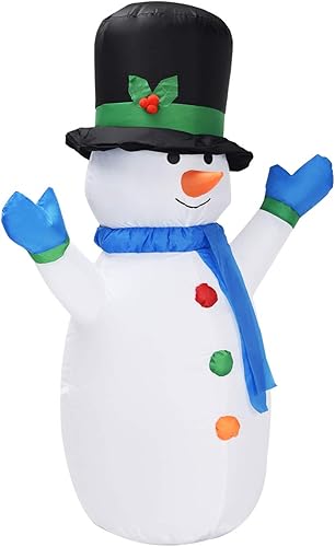 Miniatura 2 de HAPPYGRILL - Muñeco de nieve inflable con aire para decoración navideña de 4 pies con luz muñeco de nieve para césped patio decoración al aire libre