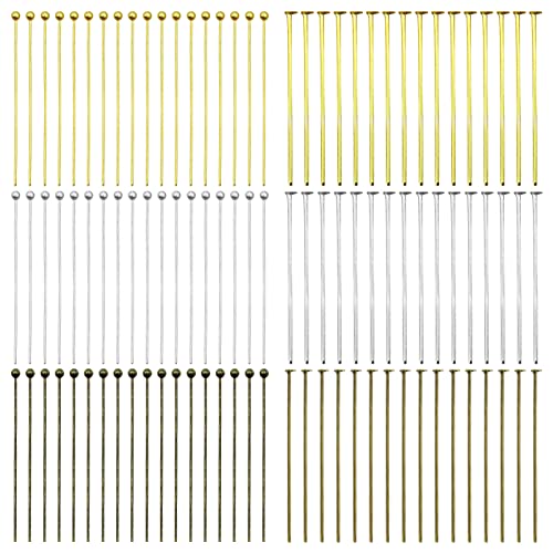 1200Pcs Head Ball Pins Eye Pins For Jewelry Making Ball Head Beading Pins 600Pcs Ball Head Pins 600Pcs Flat Head Pins Flat Head Pins Eye Pins For Diy Crafts (Gold, Silver, Antique Bronze) #TOP5